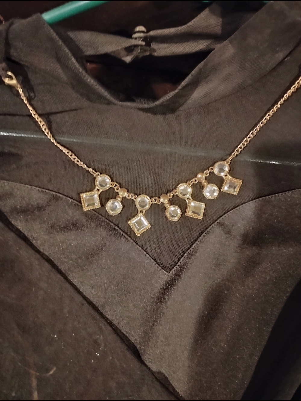 Gold-Tone Crystal Bib Necklace - Clear Stones